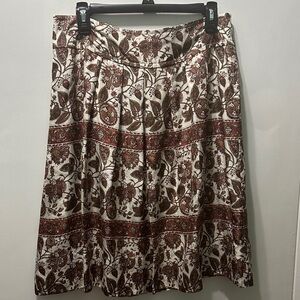 Banana Republic Brown and Cream Floral A-Line Skirt
